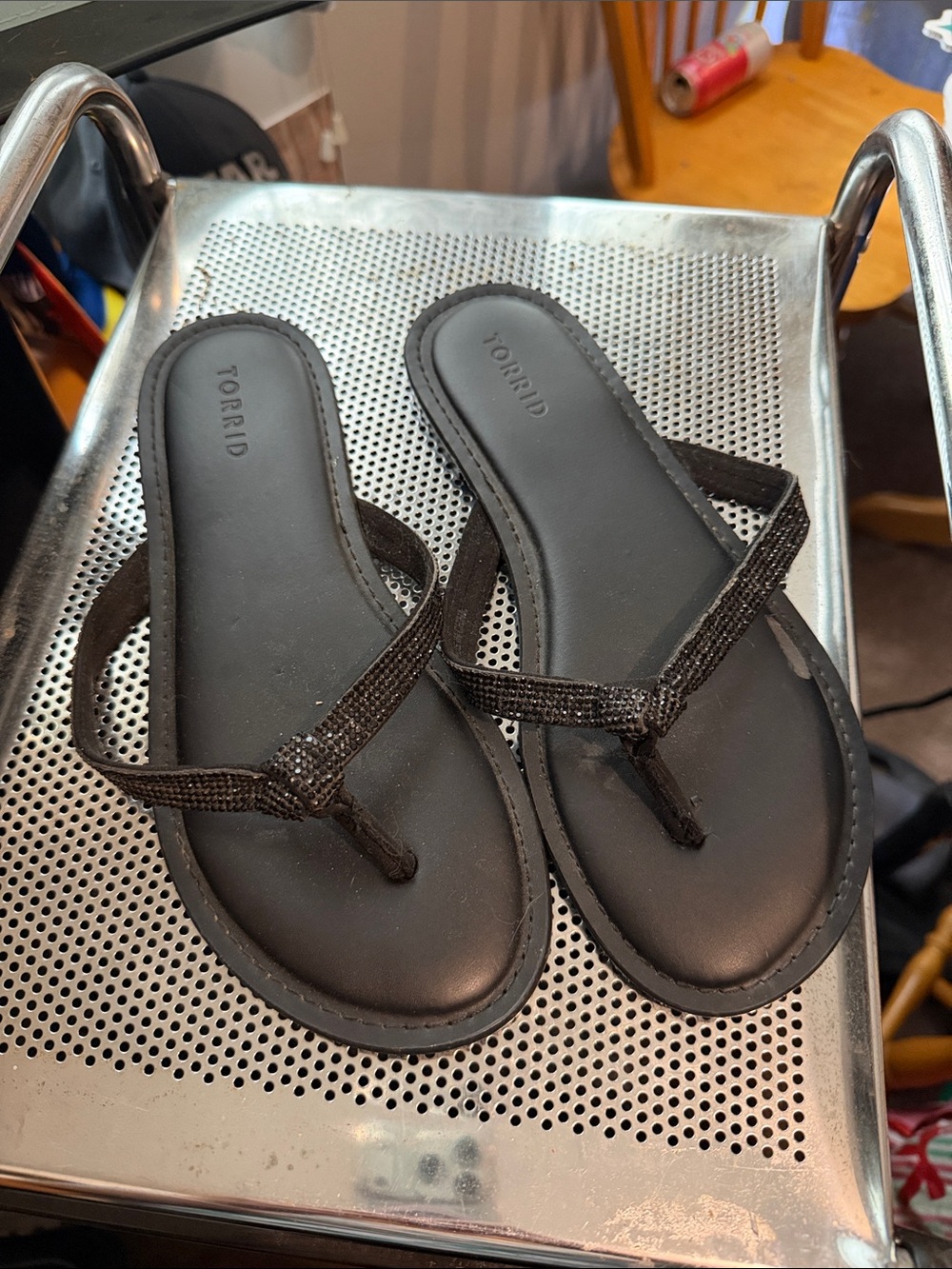 torrid Black Beaded Thong Sandals